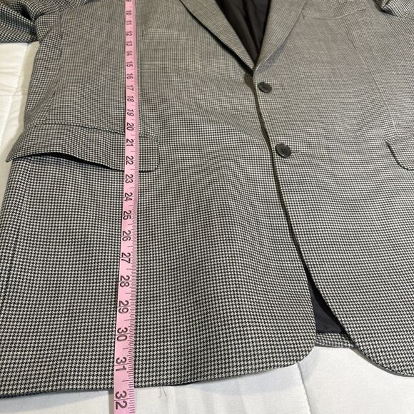 Coppley Ermenegildo Zegna Black Houndstooth Blazer SportCoat 46R Wool Silk Linen - Picture 12 of 14